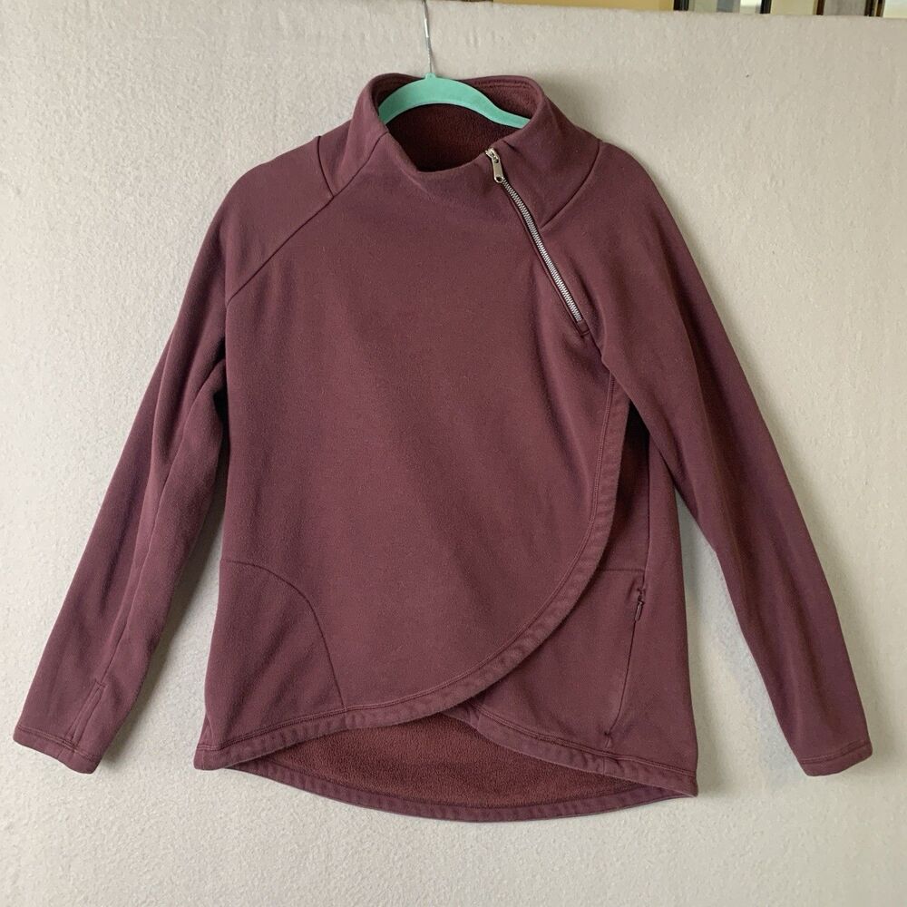 Athleta Sweatshirt Womens M Maroon Cozy Karma Asym Pullover Tunic Y2K Gorpcore